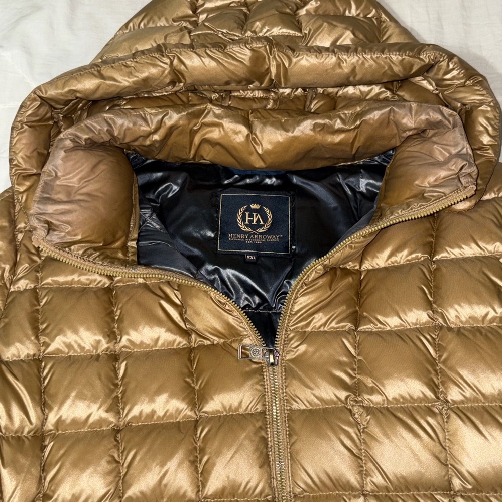 Henry Arroway….Gold Puffer Jacket with Hood.